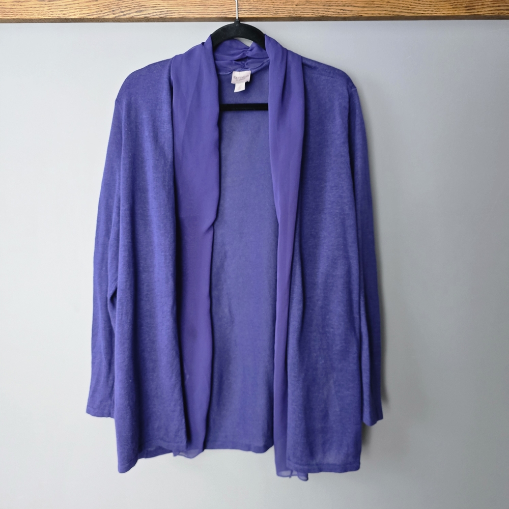 Chico's Easywear Sheer Cardigan In Purple. Equivelant US Size XL, Size 16